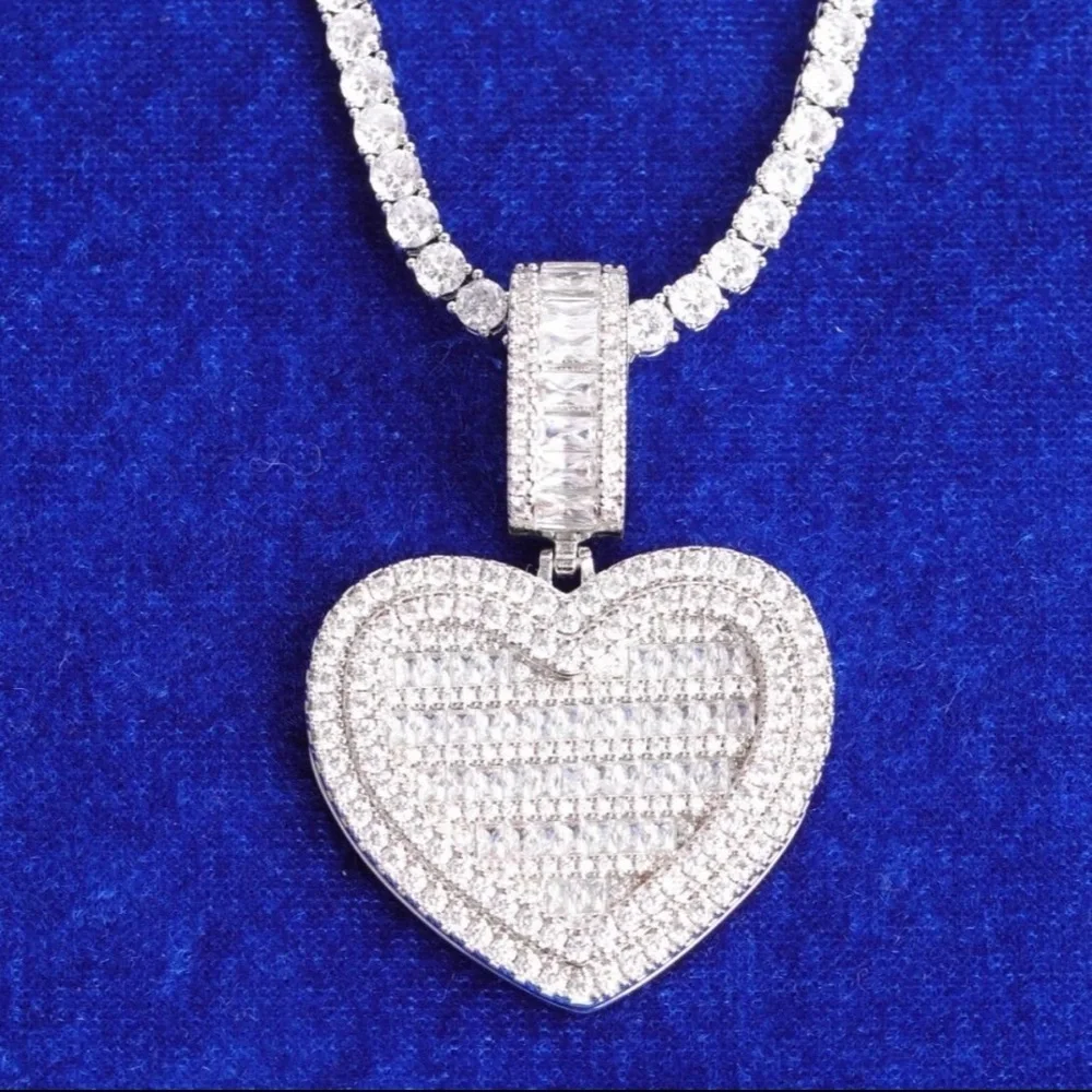 Silver Heart Tennis necklace 16 inch